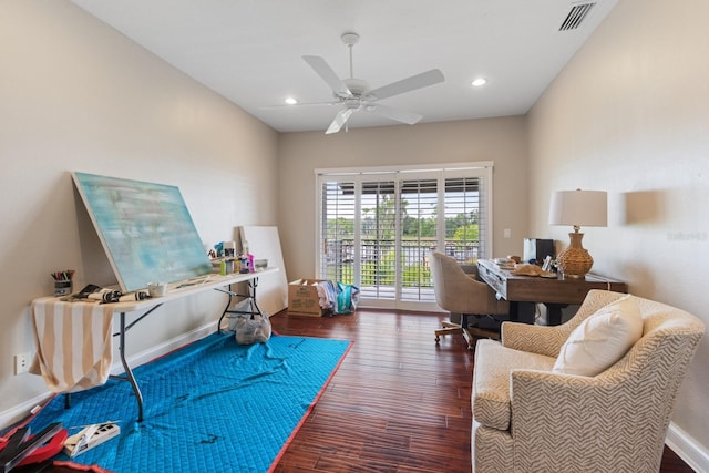 11018 Lake Butler Blvd, Windermere, FL 34786 - office with wood finished floors, a ceiling fan, baseboards, and recessed lighting