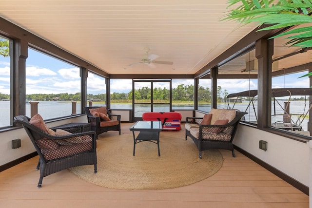 11018 Lake Butler Blvd, Windermere, FL 34786 - sunroom / solarium with a water view, outdoor lounge area, and plenty of natural light