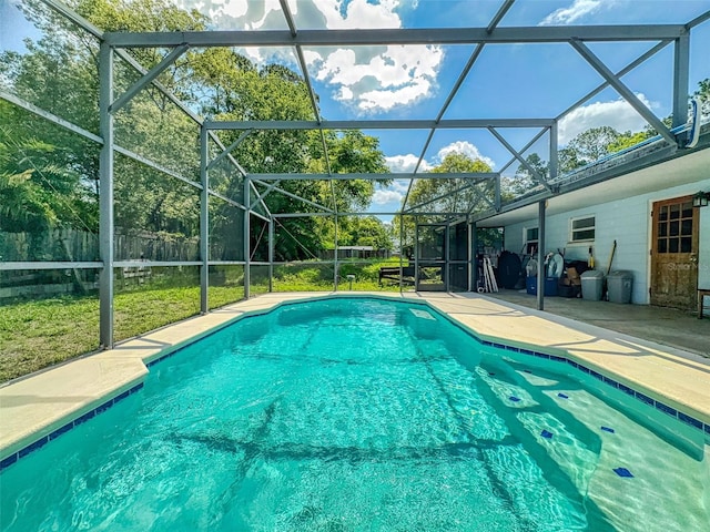720 Meadow St, Sanford, FL 32773 - outdoor pool with a patio, a lanai, and a lawn