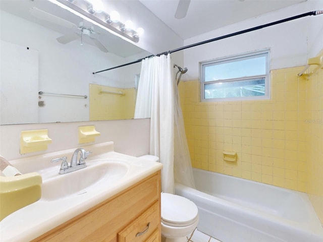 720 Meadow St, Sanford, FL 32773 - bathroom with a ceiling fan, shower / bathtub combination with curtain, and vanity