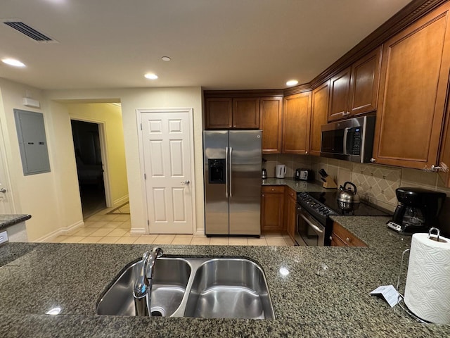 7651 Whisper Way Unit 201, Kissimmee, FL 34747 - kitchen with appliances with stainless steel finishes, electric panel, a sink, backsplash, and recessed lighting