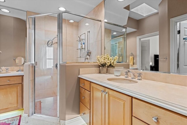 206 Islandia Ct Unit U206, Satellite Beach, FL 32937 - full bathroom with vanity, a shower stall, and recessed lighting