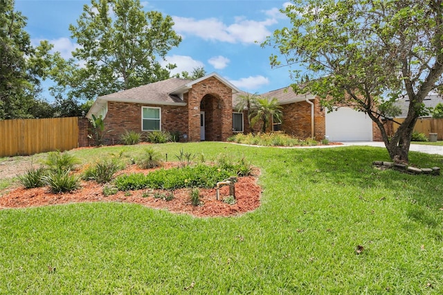 109 Hunter Point Ct, Debary, FL 32713 - ranch-style home with brick siding, a garage, concrete driveway, and roof with shingles