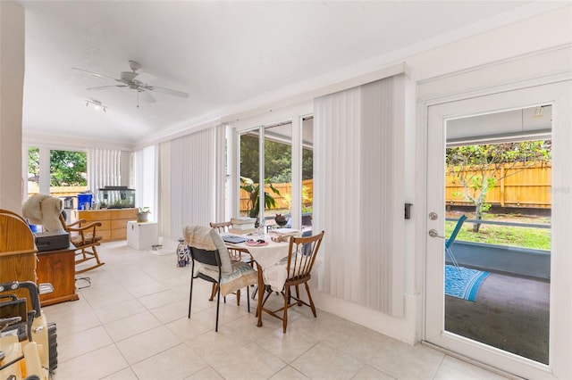 109 Hunter Point Ct, Debary, FL 32713 - dining room with a ceiling fan and light tile patterned floors