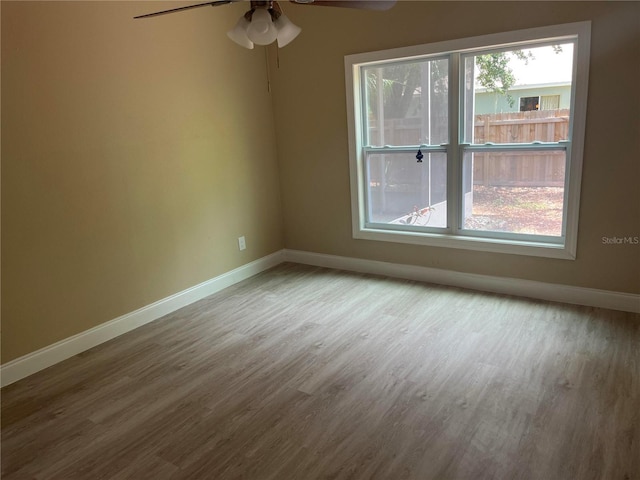 12421 Early Run Ln, Riverview, FL 33578 - unfurnished room featuring plenty of natural light, baseboards, wood finished floors, and ceiling fan