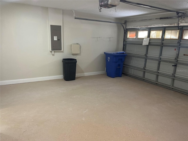 12421 Early Run Ln, Riverview, FL 33578 - garage with electric panel, a garage door opener, and baseboards