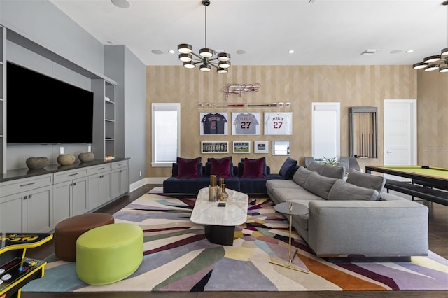 3428 Chaine Du Lac Blvd, Windermere, FL 34786 - living area with wallpapered walls, a chandelier, recessed lighting, and healthy amount of natural light