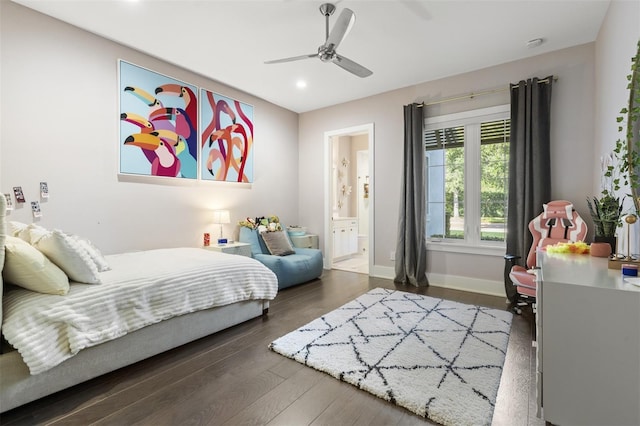 3428 Chaine Du Lac Blvd, Windermere, FL 34786 - bedroom with wood finished floors, recessed lighting, ensuite bath, and a ceiling fan