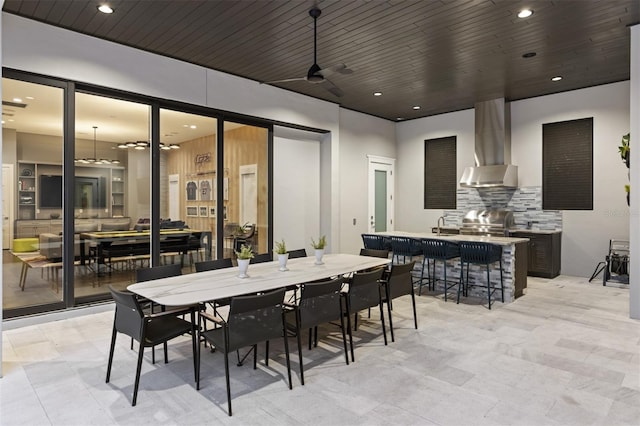 3428 Chaine Du Lac Blvd, Windermere, FL 34786 - view of patio / terrace featuring an outdoor kitchen, a ceiling fan, and outdoor dining area
