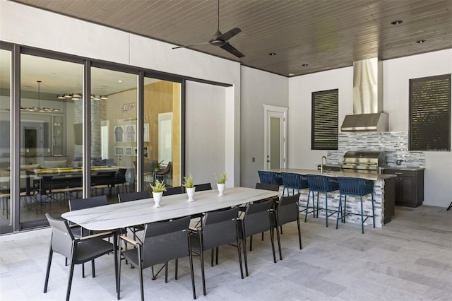 3428 Chaine Du Lac Blvd, Windermere, FL 34786 - view of patio / terrace featuring area for grilling, a ceiling fan, and outdoor dining area