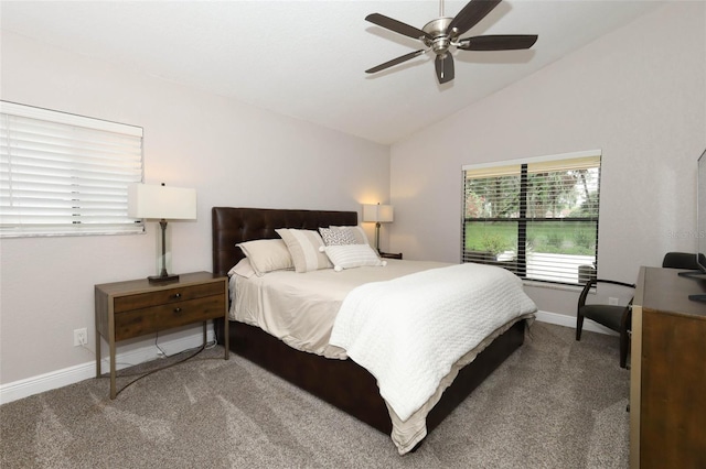 1364 Augusta National Blvd, Winter Springs, FL 32708 - bedroom featuring carpet, lofted ceiling, baseboards, and ceiling fan