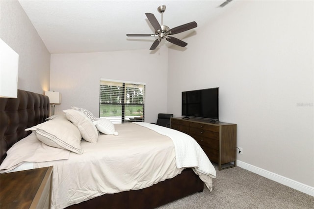 1364 Augusta National Blvd, Winter Springs, FL 32708 - bedroom featuring vaulted ceiling, carpet floors, baseboards, and a ceiling fan