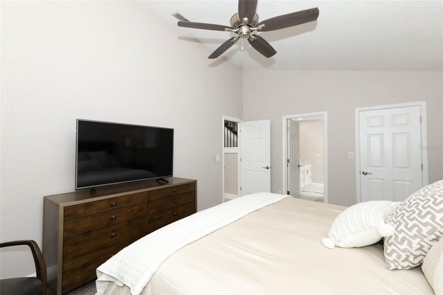 1364 Augusta National Blvd, Winter Springs, FL 32708 - bedroom with vaulted ceiling, ensuite bathroom, and ceiling fan