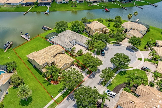 2631 Captains Ct, Kissimmee, FL 34746 - aerial view of residential area featuring a large body of water and property boundaries highlighted