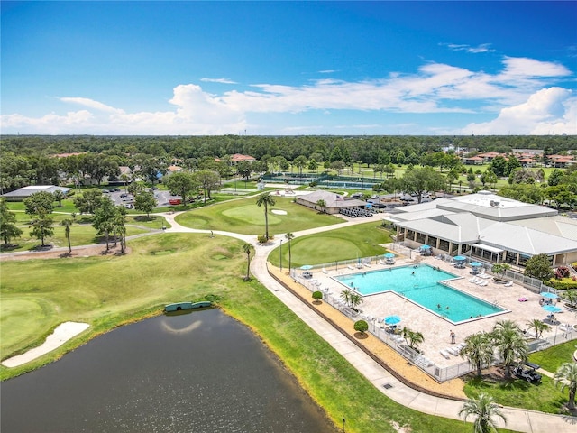 3944 Atrium Dr Unit 4, Orlando, FL 32822 - aerial view of a pool area, a large body of water, a golf club, and a tree filled landscape