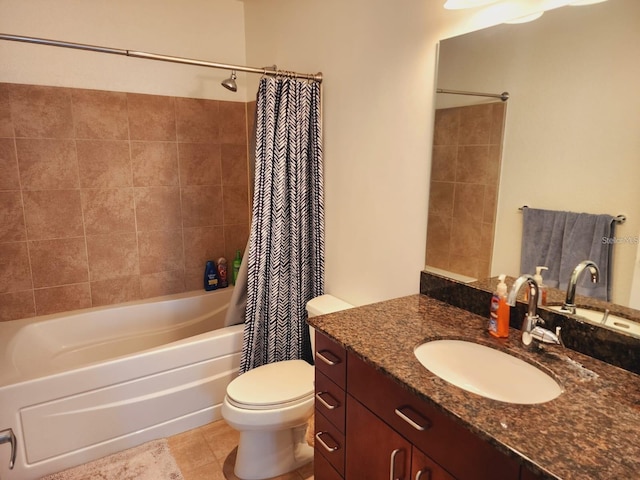 150 E Robinson St Unit 419, Orlando, FL 32801 - full bathroom featuring vanity, shower / bath combo, toilet, and tile patterned flooring