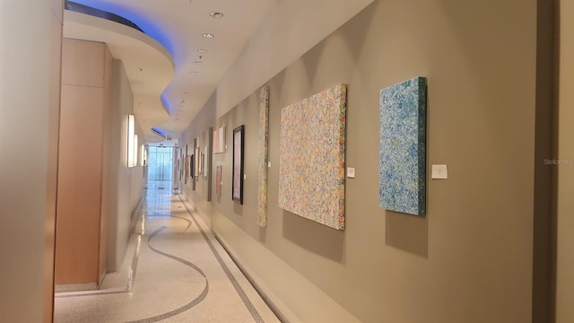 150 E Robinson St Unit 419, Orlando, FL 32801 - corridor featuring inlaid floor details, recessed lighting, and baseboards
