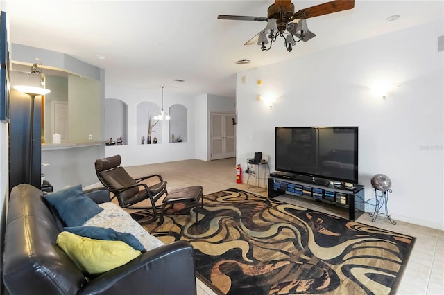 3000 Laurel Park Ln Unit 308, Kissimmee, FL 34741 - living area featuring ceiling fan and tile patterned floors