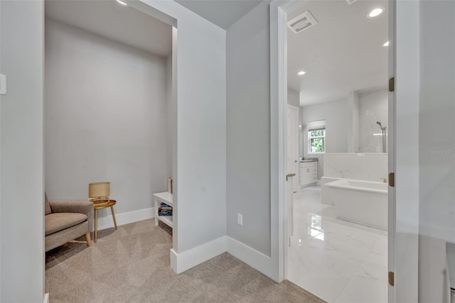 2459 Mcgregor Oaks Ln, Deland, FL 32720 - hall with recessed lighting, baseboards, and carpet