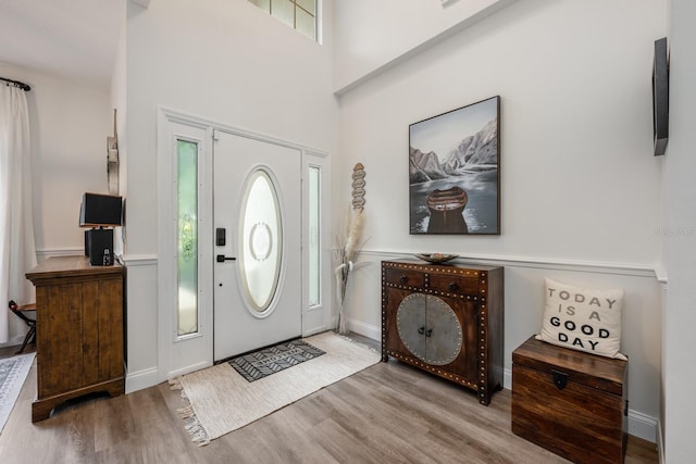 10241 Pointview Ct, Orlando, FL 32836 - entrance foyer with wood finished floors, baseboards, and a towering ceiling