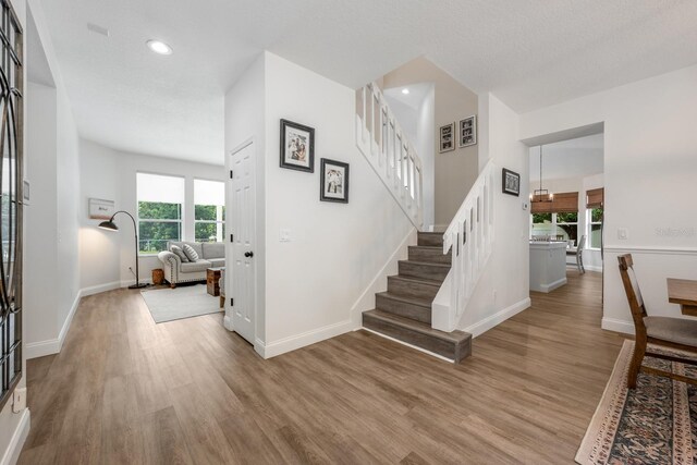 10241 Pointview Ct, Orlando, FL 32836 - foyer featuring wood finished floors, stairway, plenty of natural light, baseboards, and recessed lighting