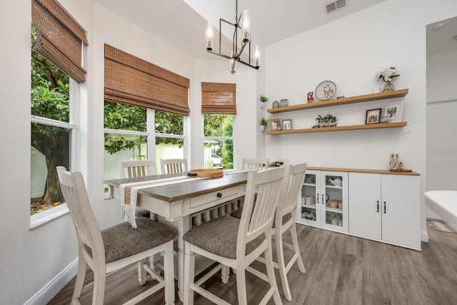 10241 Pointview Ct, Orlando, FL 32836 - dining space featuring wood finished floors, a chandelier, and baseboards