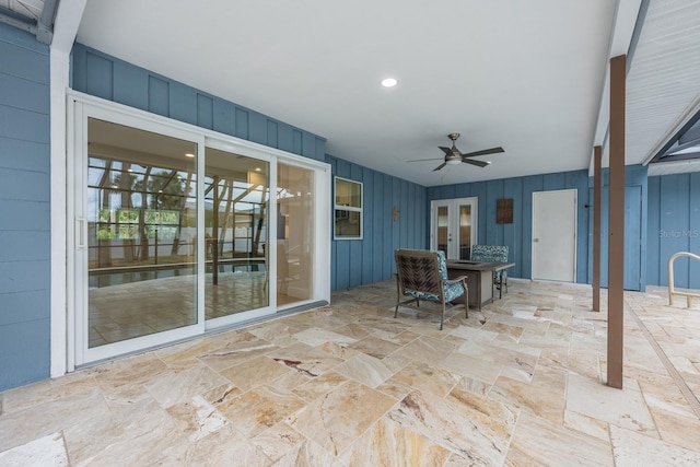 5108 Saint Albans Ave, Siesta Key, FL 34242 - view of patio / terrace with french doors and a ceiling fan