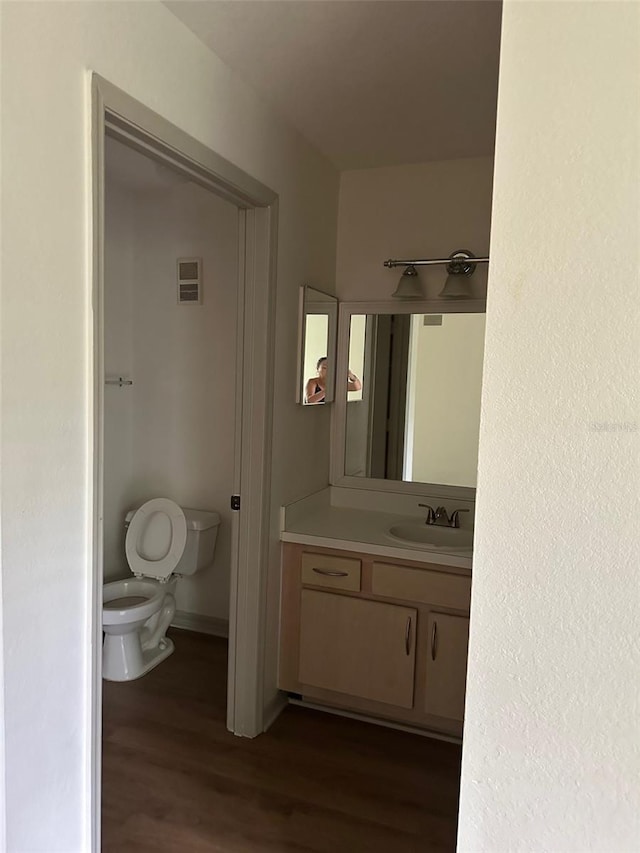 7350 Westpointe Blvd Unit 234, Orlando, FL 32835 - half bathroom with toilet, vanity, and wood finished floors