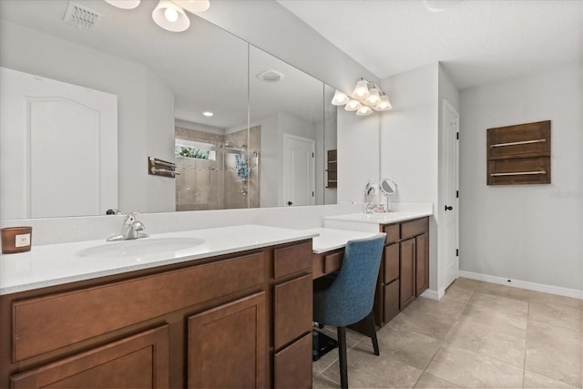 17416 Painted Leaf Way, Clermont, FL 34714 - full bath featuring a shower stall, vanity, baseboards, and tile patterned floors