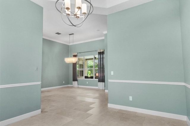 3307 Kentshire Blvd, Ocoee, FL 34761 - empty room with a chandelier, baseboards, and ornamental molding