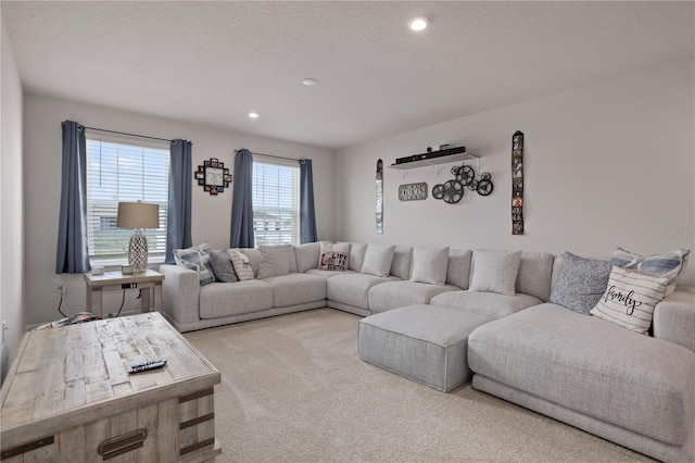 2168 Aibonito Cir, Clermont, FL 34711 - carpeted living room featuring recessed lighting and a textured ceiling