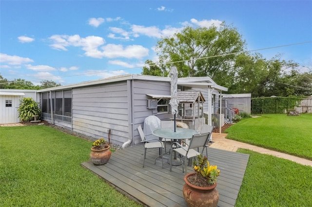 142 Florence Blvd, Debary, FL 32713 - wooden terrace with outdoor dining area