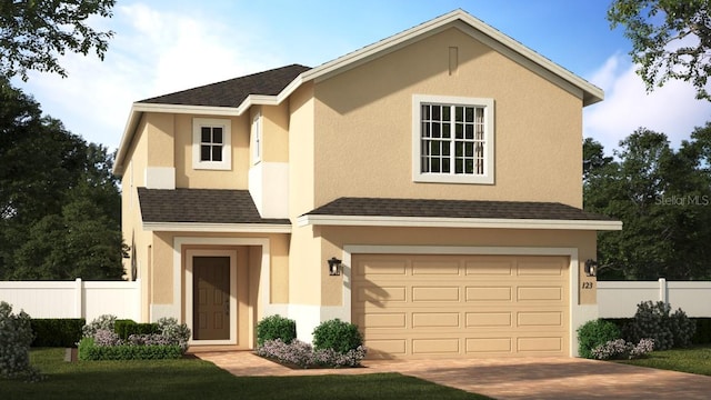 1365 Sawgrass Hammock Ln, Davenport, FL 33837 - view of front of house with an attached garage, concrete driveway, stucco siding, and a shingled roof
