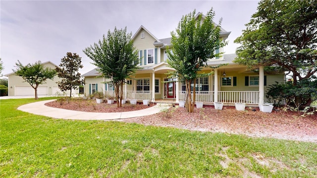 10809 Arrowtree Blvd, Clermont, FL 34715 - view of property hidden behind natural elements with covered porch, a front lawn, and a garage