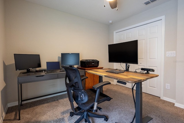 5416 Tessin Trl, Saint Cloud, FL 34771 - carpeted home office featuring baseboards and ceiling fan