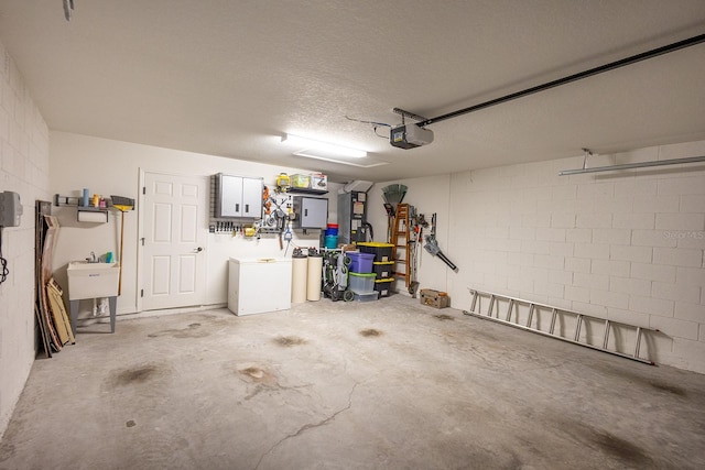 5416 Tessin Trl, Saint Cloud, FL 34771 - garage with concrete block wall, a garage door opener, and a sink