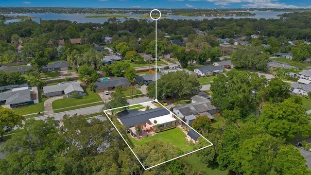 3405 Werber St, Orlando, FL 32806 - view of property location with nearby suburban area, a large body of water, and property parcel outlined