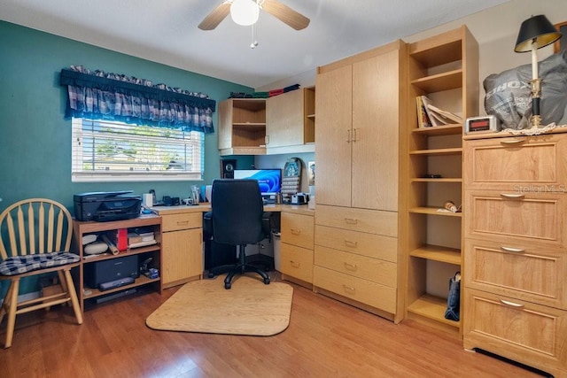 3405 Werber St, Orlando, FL 32806 - office area with light wood-style floors and ceiling fan