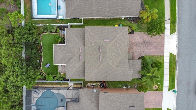 aerial view of a pool