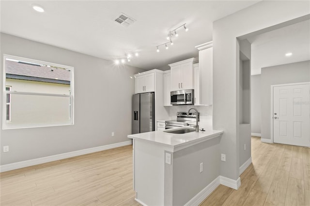 3678 Rollin O Ln, Apopka, FL 32703 - kitchen featuring appliances with stainless steel finishes, a sink, light wood-style floors, light countertops, and recessed lighting