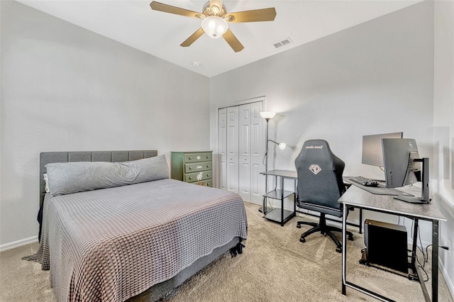2681 Cabernet Cir, Ocoee, FL 34761 - bedroom featuring carpet, a closet, an office area, baseboards, and ceiling fan