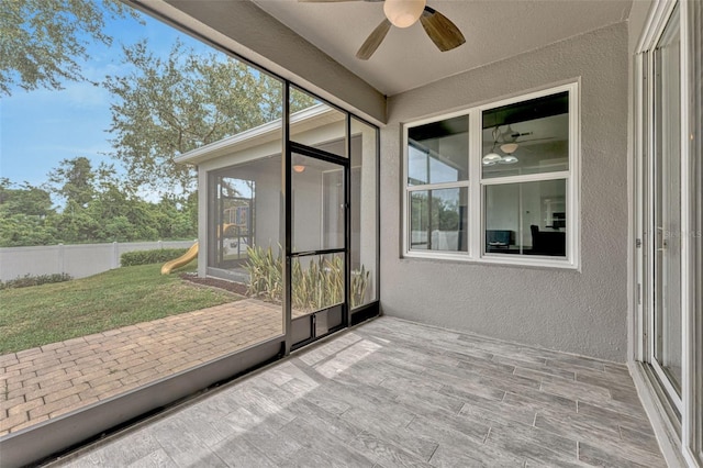 2681 Cabernet Cir, Ocoee, FL 34761 - unfurnished sunroom featuring a ceiling fan
