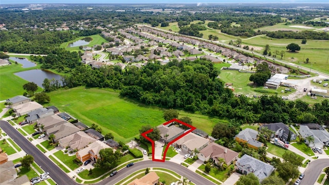2681 Cabernet Cir, Ocoee, FL 34761 - aerial view of property's location featuring a nearby body of water, nearby suburban area, and property boundaries highlighted