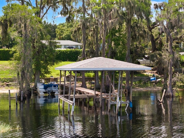 12130 Lakeshore Dr, Clermont, FL 34711 - dock area with boat lift and a water view