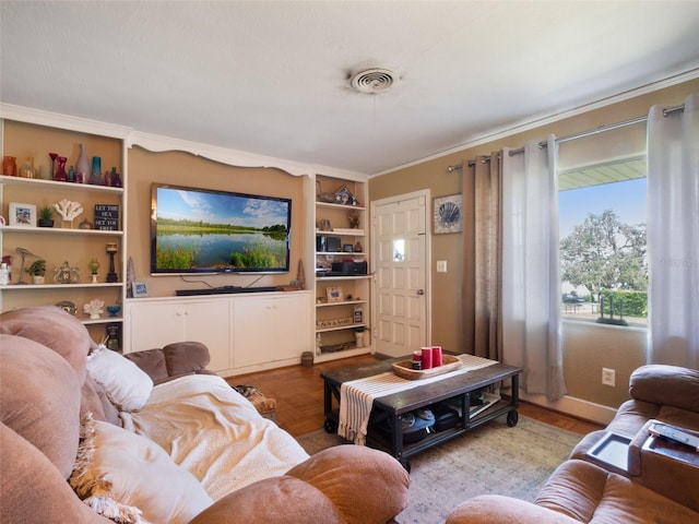 12130 Lakeshore Dr, Clermont, FL 34711 - living area featuring ornamental molding and built in shelves