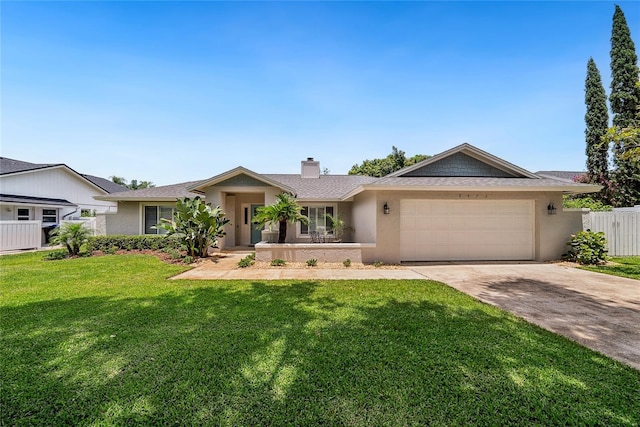 8473 Granada Blvd, Orlando, FL 32836 - single story home featuring stucco siding, a garage, a chimney, driveway, and a shingled roof