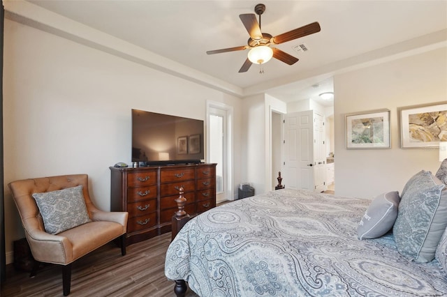 9426 Burnam Dr, Weeki Wachee, FL 34613 - bedroom featuring wood finished floors and ceiling fan