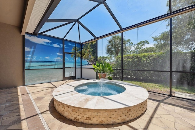 9426 Burnam Dr, Weeki Wachee, FL 34613 - view of pool with glass enclosure and a patio area