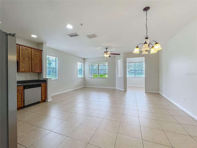 2005 Compass Flower Way, Ocoee, FL 34761 - unfurnished dining area with plenty of natural light, a chandelier, light tile patterned flooring, recessed lighting, and baseboards