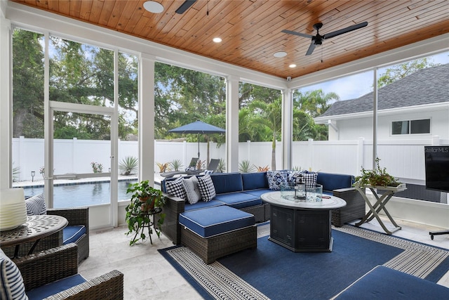 507 S Pine St, New Smyrna Beach, FL 32169 - sunroom / solarium with an outdoor living space, plenty of natural light, and a ceiling fan